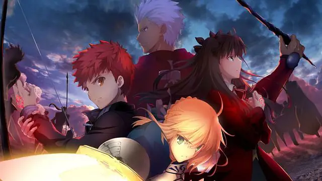 Grafik perbandingan yang menunjukkan perbedaan interpretasi karakter di setiap alur cerita Perbandingan karakter dari berbagai alur cerita Fate Stay Night