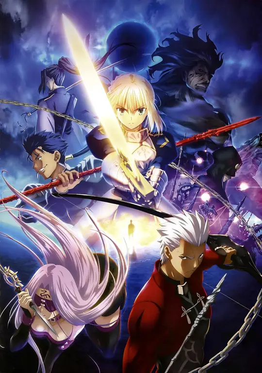 Poster promosi yang menarik untuk anime Fate/Stay Night Poster promosi anime Fate/Stay Night