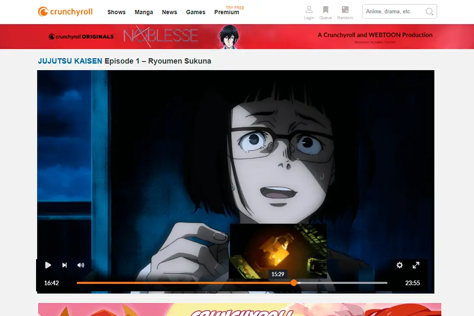 Contoh antarmuka layanan streaming anime yang menampilkan berbagai pilihan anime Antarmuka layanan streaming anime