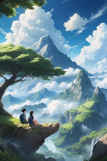 Karakter anime menikmati anime Karakter anime sedang menonton anime